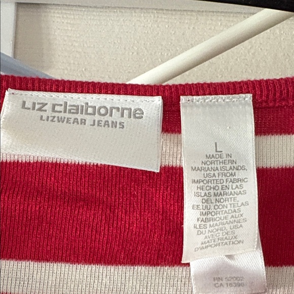 Liz Claiborne vintage Red, Navy  and Black Striped 3/4 Sleeve Tops 
Set of 3 - Picture 2 of 8